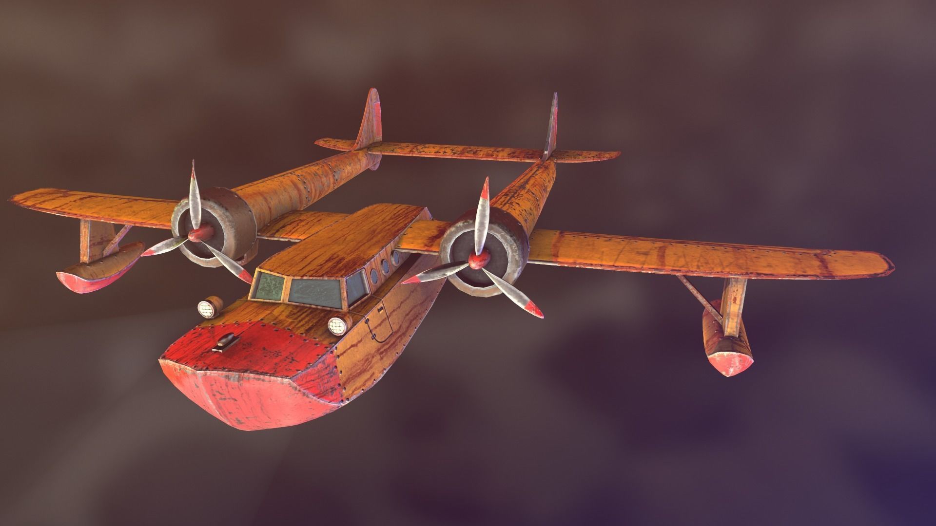 plane talespin 3d model low poly max obj